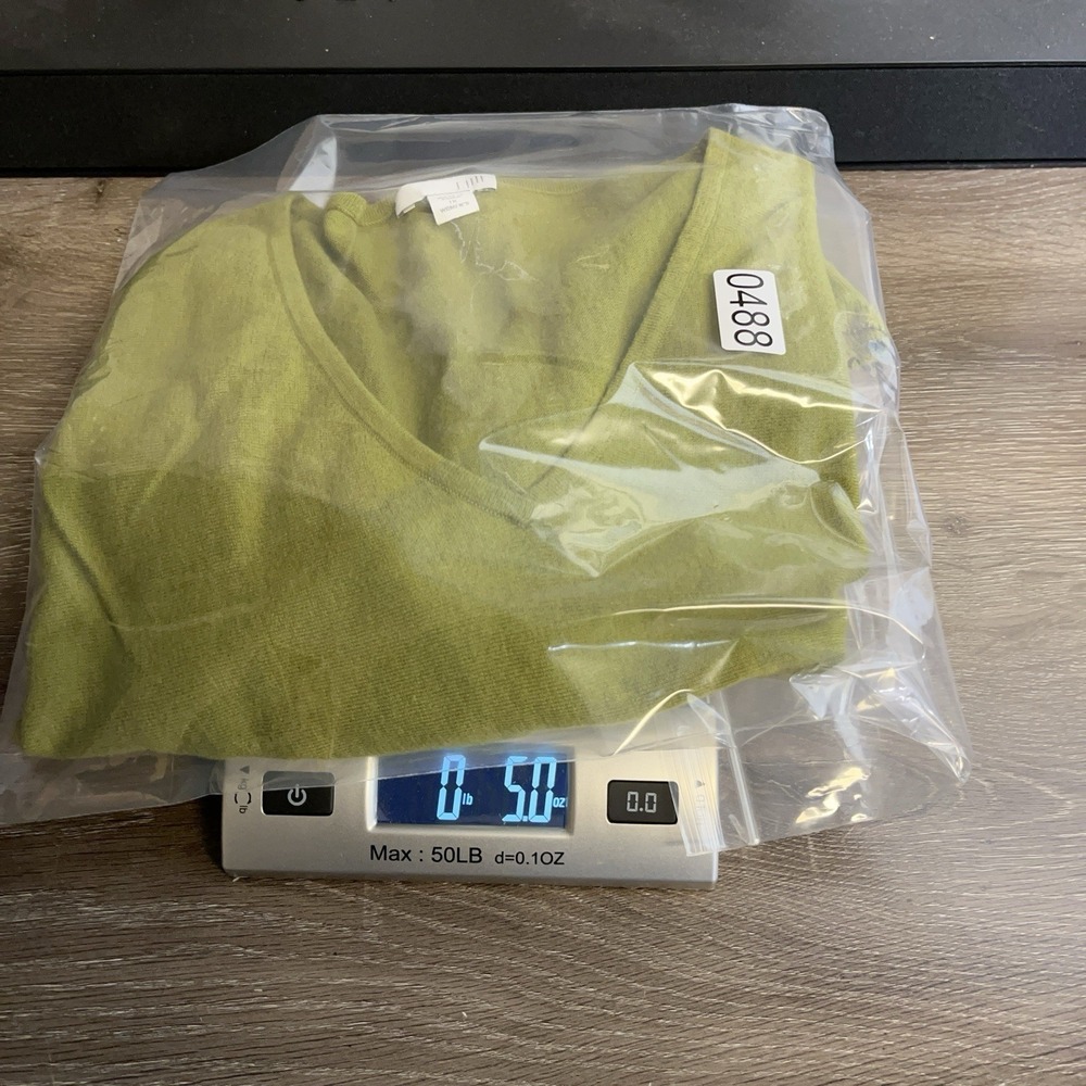 J Jill 1X‎ V Neck Green Shirt Top Sweater Roll Tab Short Sleeve Cotton Blend - Picture 9 of 9